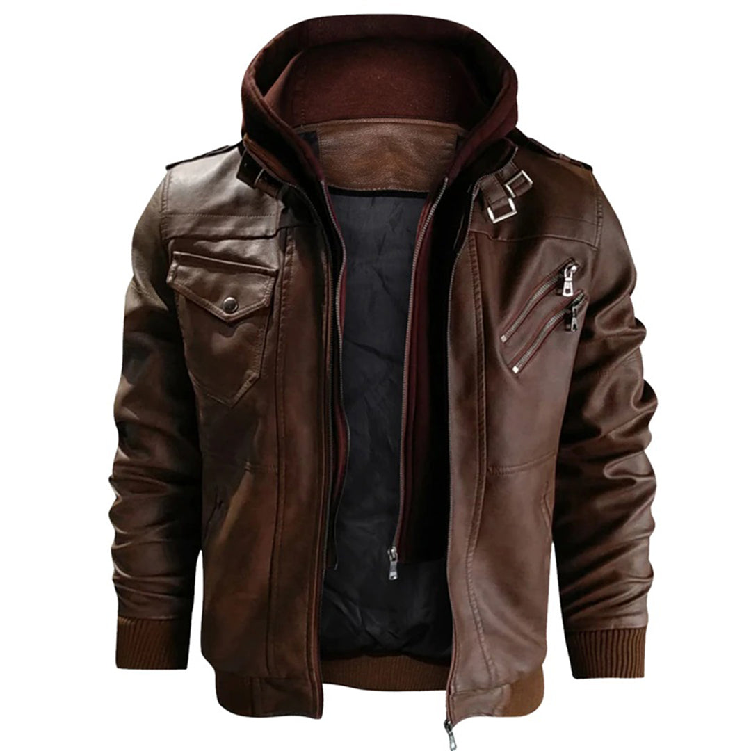 Louis Murphy | Leather jacket with hood