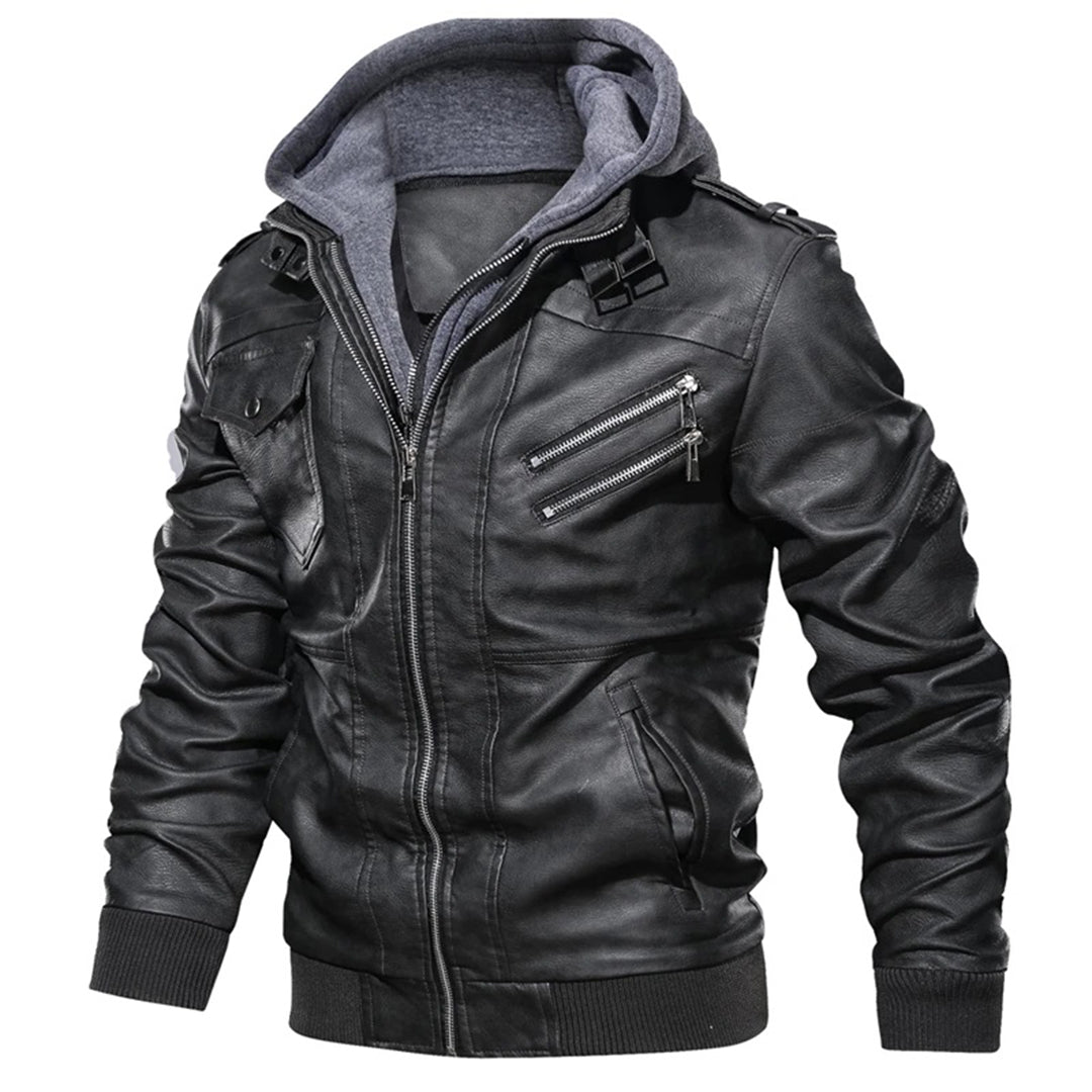 Louis Murphy | Leather jacket with hood