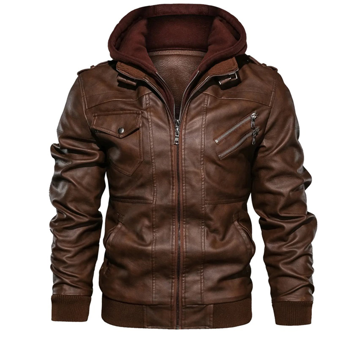 Louis Murphy | Leather jacket with hood