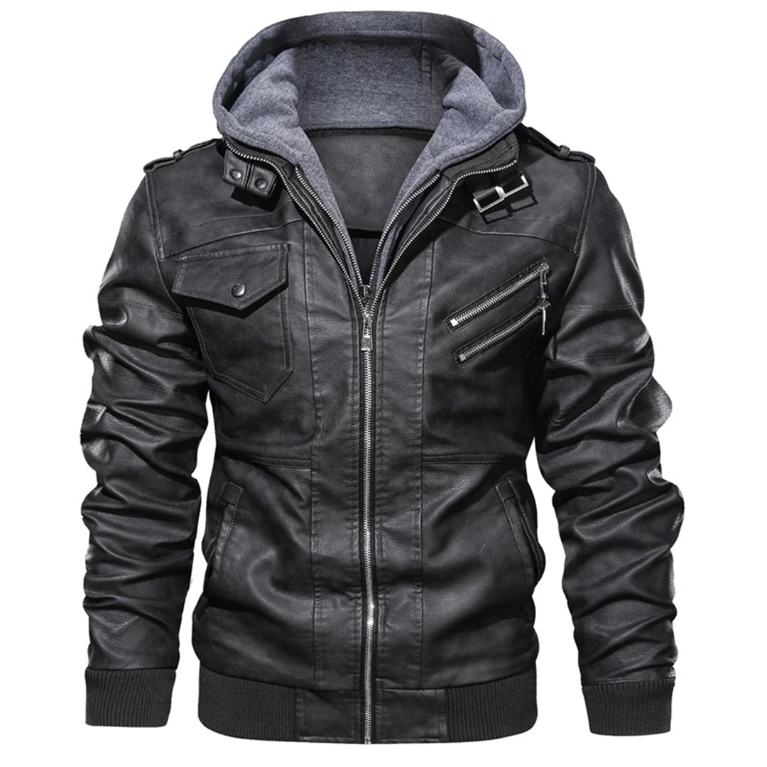 Louis Murphy | Leather jacket with hood